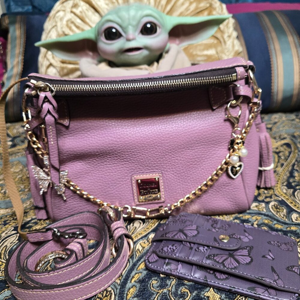 Dooney & Bourke Pink Leather Crossbody Bag with Charm Chain